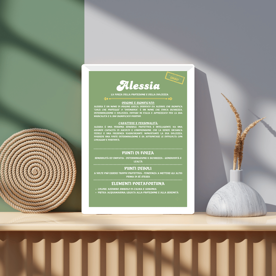 La Storia del Nome in Cornice