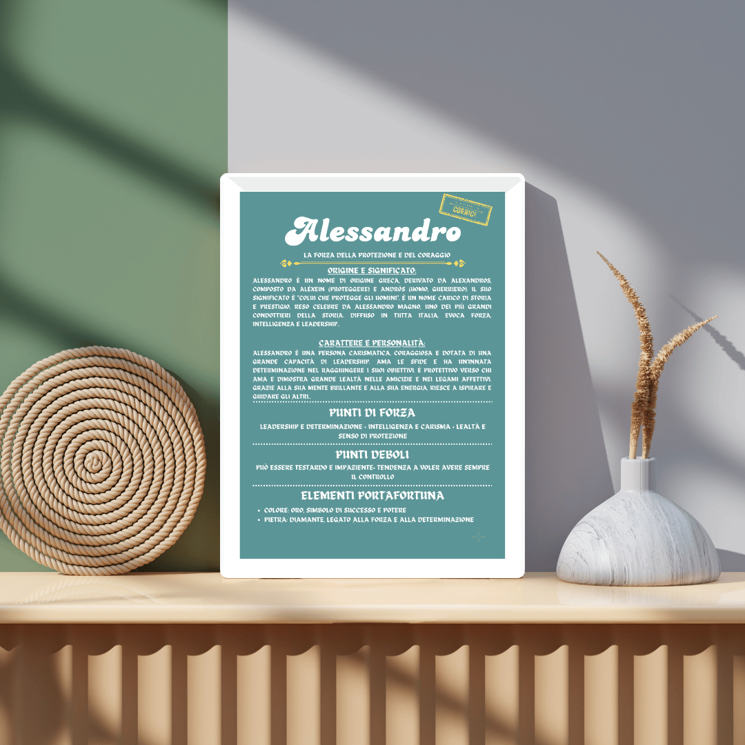 La Storia del Nome in Cornice